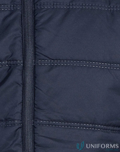 Navy blue quilted detail on Winning Spirit 3D Cut Sustainable Seamless Parka with certified recycled PET