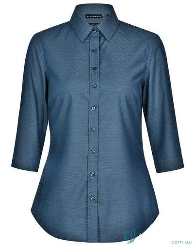 Blue dot jacquard stretch shirt from Winning Spirit Ascot Ladies collection