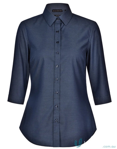 Navy blue dot jacquard ascot ladies shirt from Winning Spirit Ascot collection