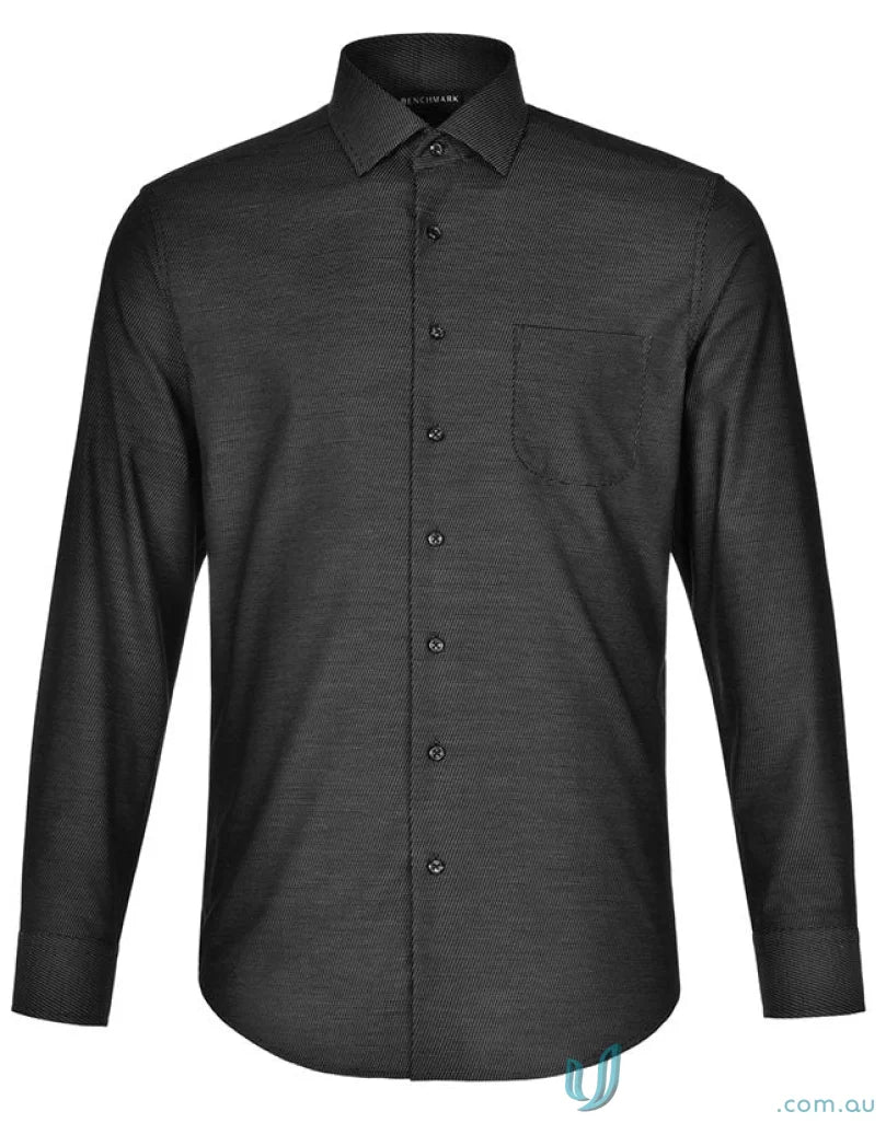 Black long-sleeved jacquard stretch shirt from Winning Spirit Ascot men’s long line