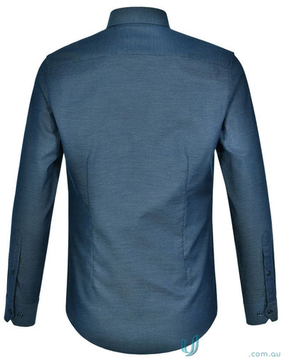 Blue long-sleeved jacquard stretch shirt from Winning Spirit Ascot Men’s Long collection