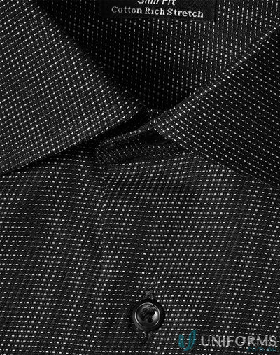 Black dot jacquard shirt with short sleeves from Winning Spirit Ascot Men’s Short collection
