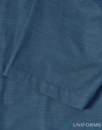 Blue patterned fabric on Winning Spirit Ascot Short Sleeve Dot Jacquard Stretch Shirt for men