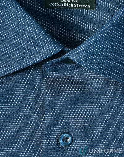 Blue dot jacquard shirt from Winning Spirit Ascot Short Sleeve Dot Jacquard Stretch Shirt