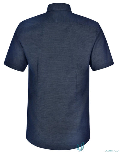 Navy blue men’s short sleeve dot jacquard shirt from Winning Spirit Ascot Short Sleeve Dot Jacquard Stretch Shirt