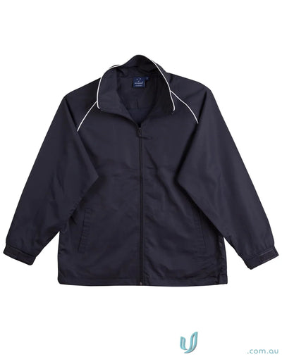 Navy blue Winning Spirit Champion Track Jacket with white trim, perfect unisex champions style
