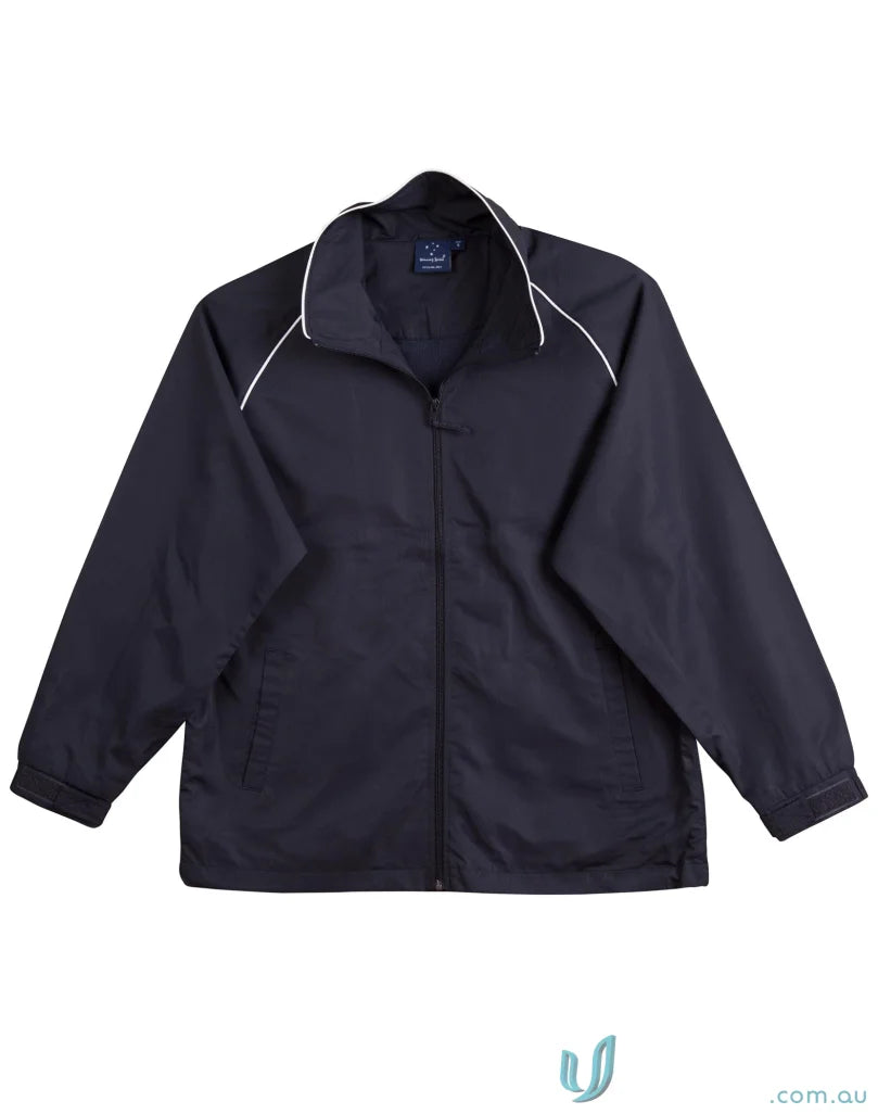 Navy blue Winning Spirit Champion Track Jacket with white trim, perfect unisex champions style
