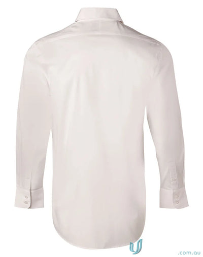 White stretch long sleeve shirt M7020L men’s cotton poly stretch long sleeve shirt