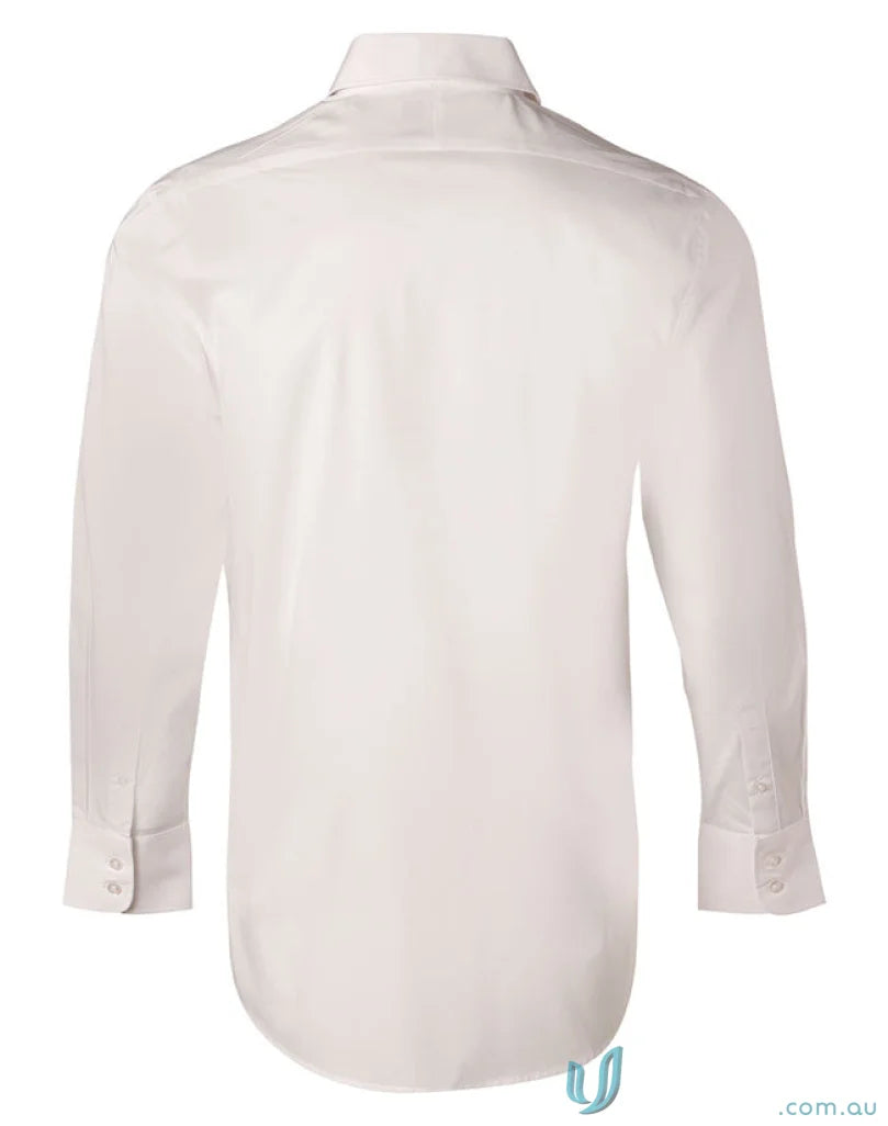 White stretch long sleeve shirt M7020L men’s cotton poly stretch long sleeve shirt