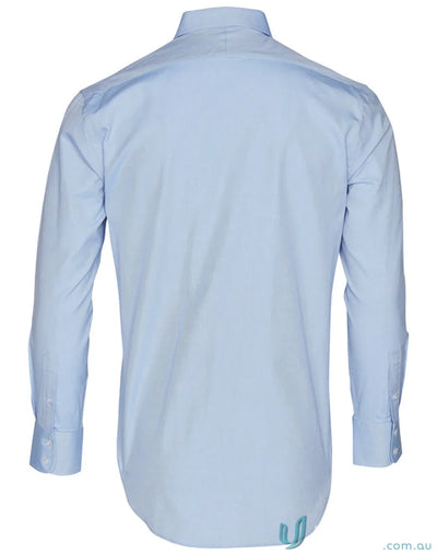 Plain light blue m7040l men’s cvc oxford long sleeve shirt displayed in Winning Spirit CVC Oxford LS Shirt