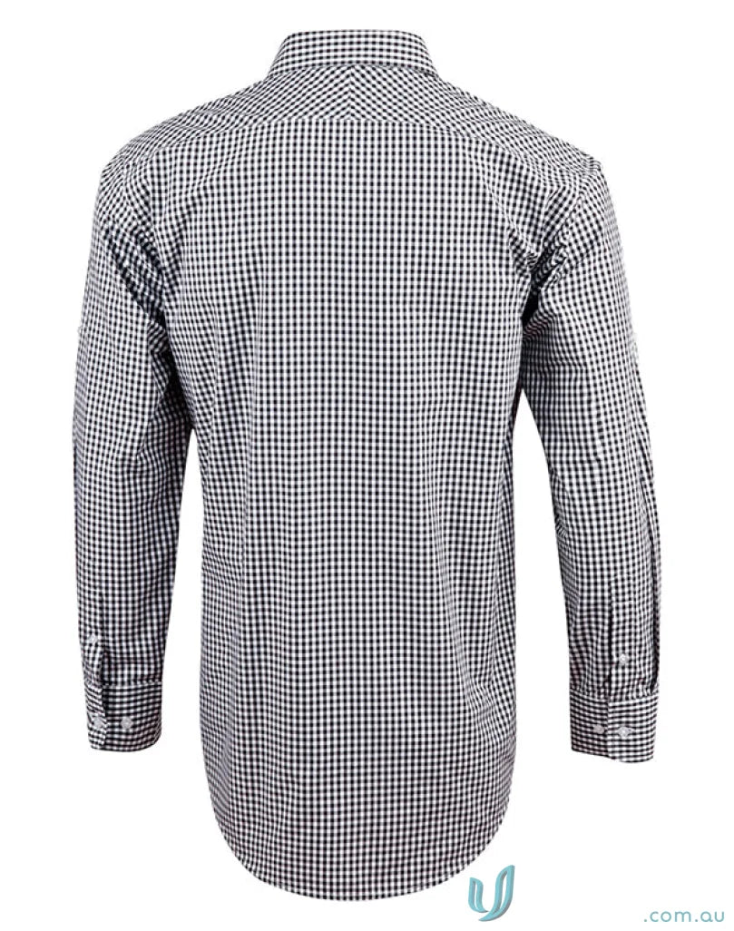 Mens gingham check long-sleeved shirt from Winning Spirit Gingham Roll Up LS Shirt, comfy workwear