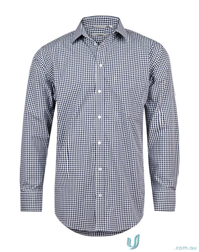 Mens gingham check long-sleeved shirt from Winning Spirit Gingham Roll Up LS Shirt for comfortable workwear