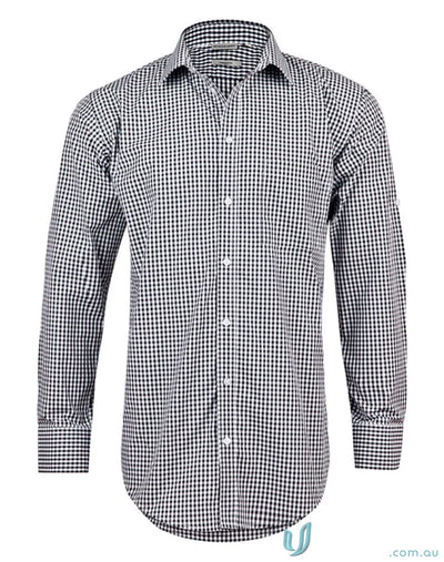 Mens gingham check Long-sleeved Roll Up Shirt from Winning Spirit for comfortable workwear