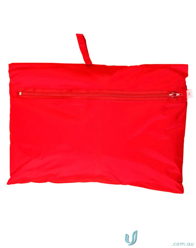 Red pouch with zipper and loop handle for Winning Spirit Kids Rain Forest Spray Jacket