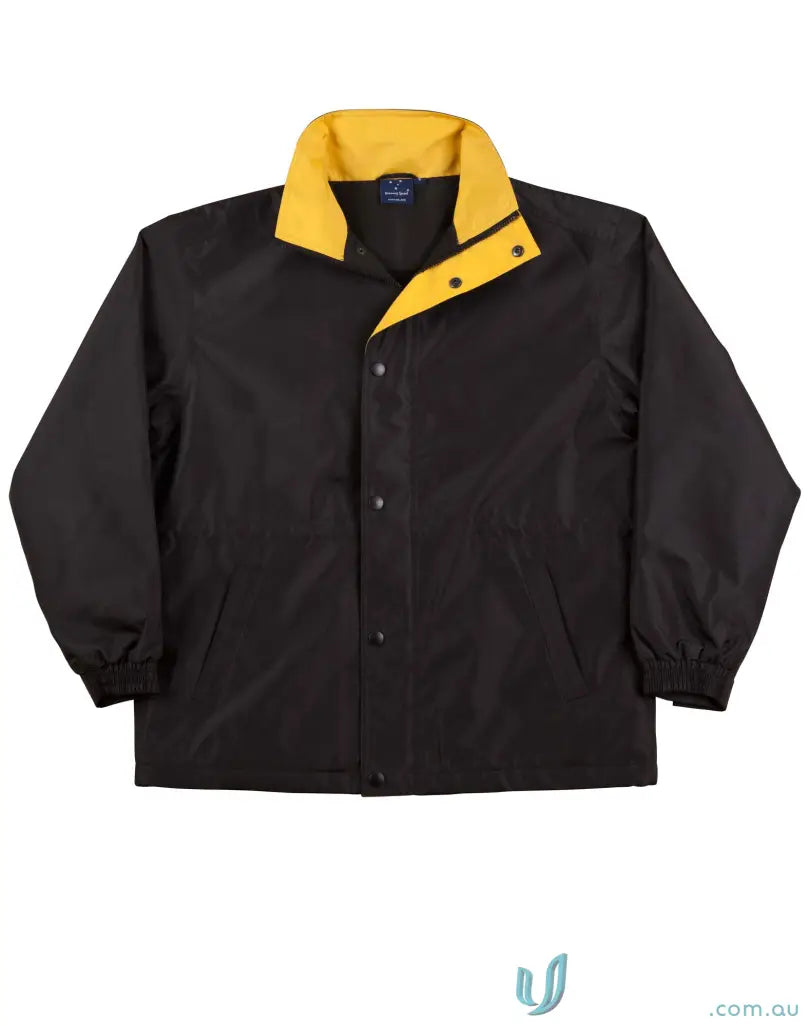 Winning Spirit Kids Stadium Jacket with black and yellow collar for kids JK01K