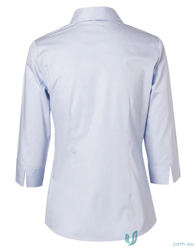 Light blue Winning Spirit Ladies Fine Twill 3Qtr Shirt showcasing style and comfort