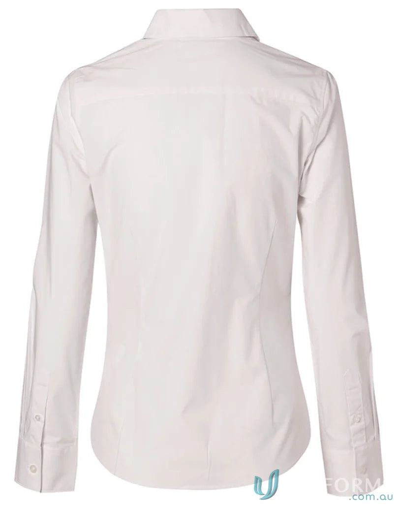 Winning Spirit Ladies womens fine twill long sleeve shirt m8030l in white