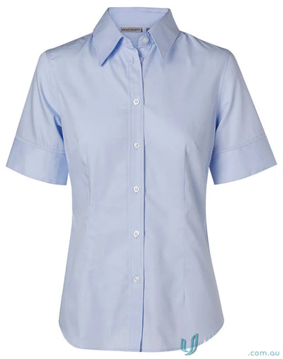 Light blue winning spirit ladies ladys fine twill S/S shirt M8030S for women