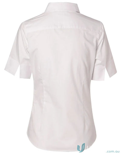 White short-sleeved ladys fine twill shirt from Winning Spirit Ladies M8030S