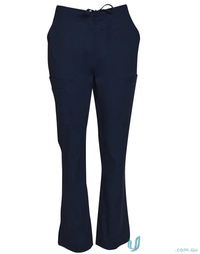 Navy blue Winning Spirit Ladies semi-elastic waist scrub pants with drawstring waist