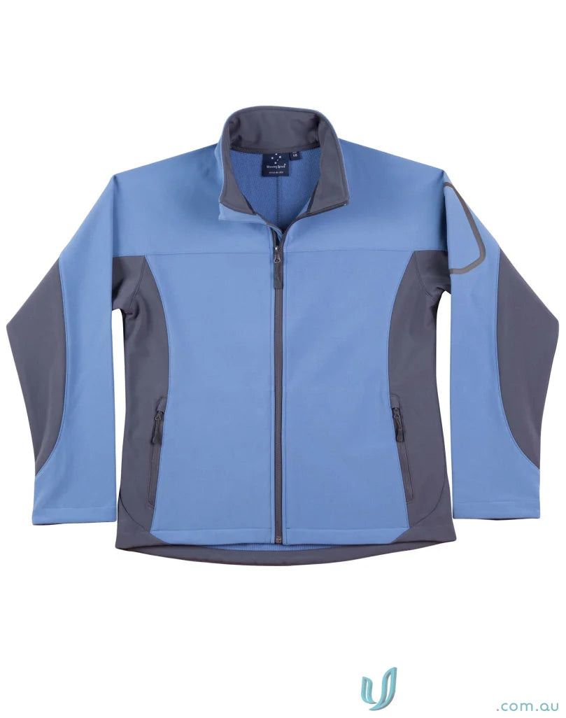 Blue and gray Whistler softshell jacket from Winning Spirit Ladies Whistler collection