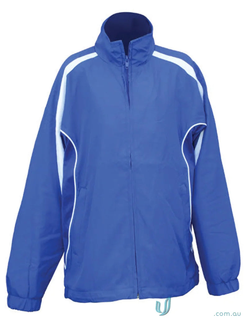 Winning Spirit Legend Warm Up Jacket with water-repellent finish in blue and white
