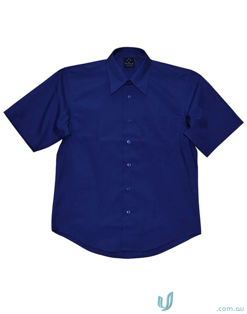 Blue Winning Spirit Mens Executive Short Sleeve Shirt for a sharp look