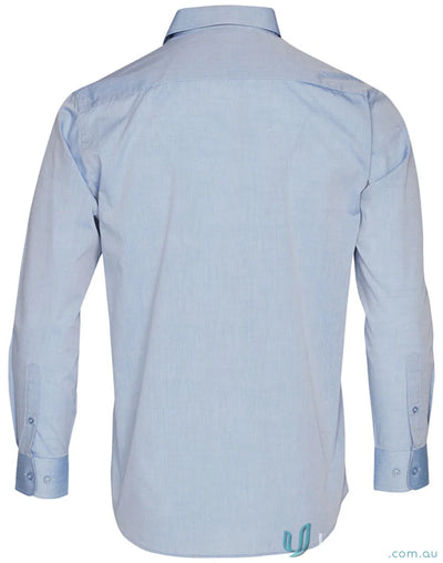 Light blue m7012 mens fine chambray long sleeve shirt for a stylish look