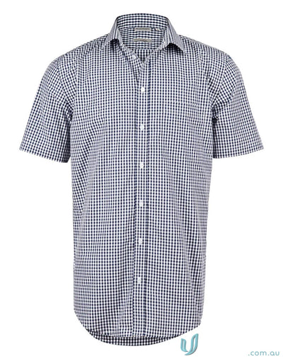 Winning Spirit Mens Gingham Roll Up S/S Shirt with mens gingham check pattern