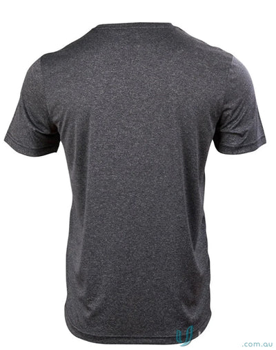 Dark grey heathered short-sleeved t-shirt from Winning Spirit Mens TS45 Harland collection featuring rapid cool fabric