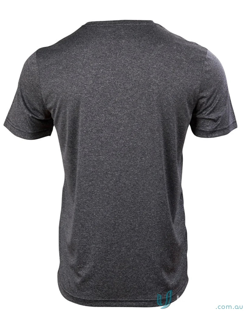 Dark grey heathered short-sleeved t-shirt from Winning Spirit Mens TS45 Harland collection featuring rapid cool fabric