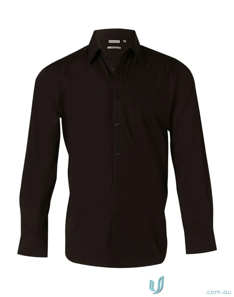 Winning Spirit nano tech black long-sleeved mens nano tech button-down shirt