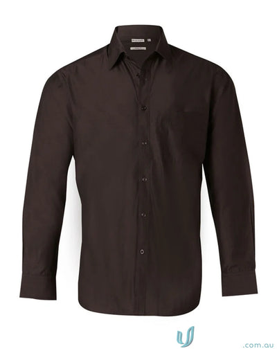 Brown long-sleeved Winning Spirit Nano Tech L/S Shirt for mens nano tech style