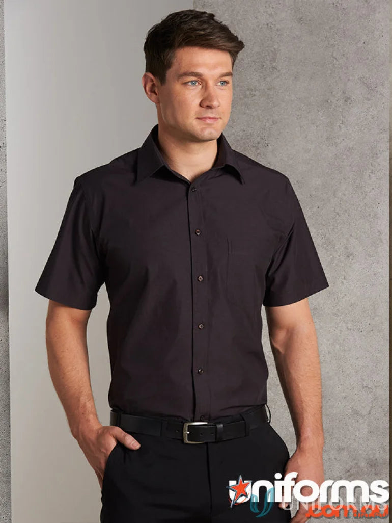 Black m7001 mens nano tech short-sleeve shirt from Winning Spirit NanoTech S/S Shirt