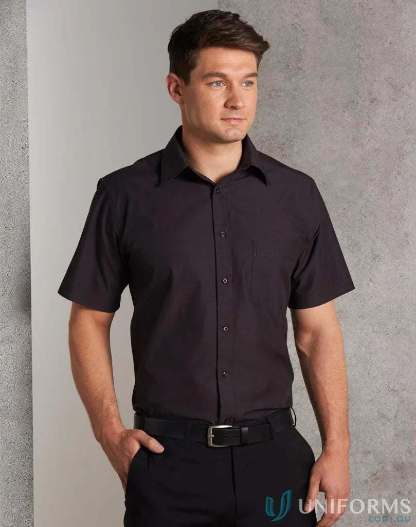 Man modeling M7001 Mens Winning Spirit NanoTech SS Shirt, tech short sleeve look