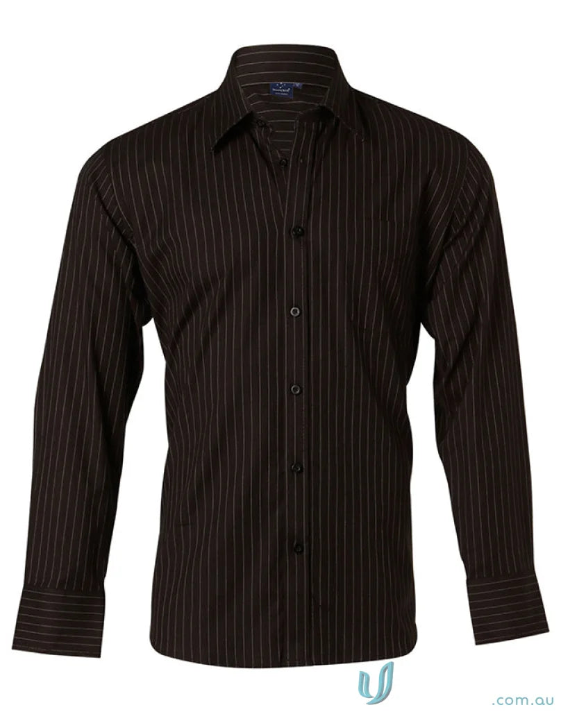 Brown striped Winning Spirit Pin Stripe Shirt for mens workwear, bs17 pin stripe style