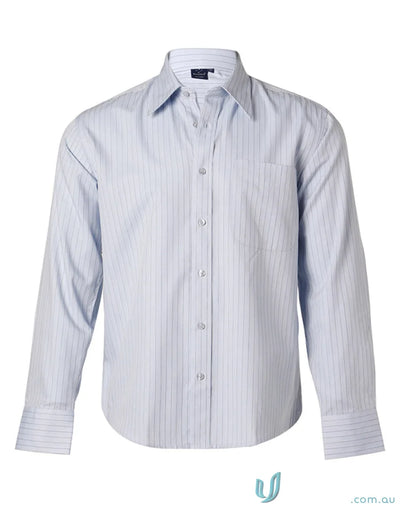 Light blue striped dress shirt from Winning Spirit Pin with BS17 Pin Stripe for mens workwear
