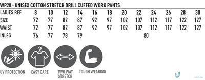 Planett womens cotton stretch cuffed work pants in solid color made for comfortable durable workwear uniforms