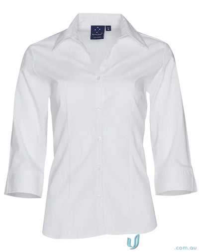 White button-down shirt from Winning Spirit Womens Executive 3Q Shirt collection