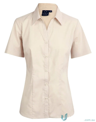 Beige winning spirit womens executive ss shirt with short sleeves and bs07s ladies teflon