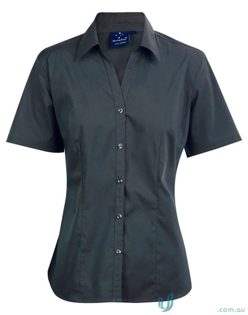 Dark gray Winning Spirit Womens Executive SS Shirt with bs07s ladies Teflon finish