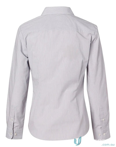 Gray women’s fine stripe long sleeve shirt from Winning Spirit Womens LS Shirt