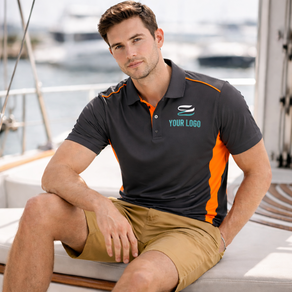 Winston Polo black orange ps79 pursuit breathable mesh shirt