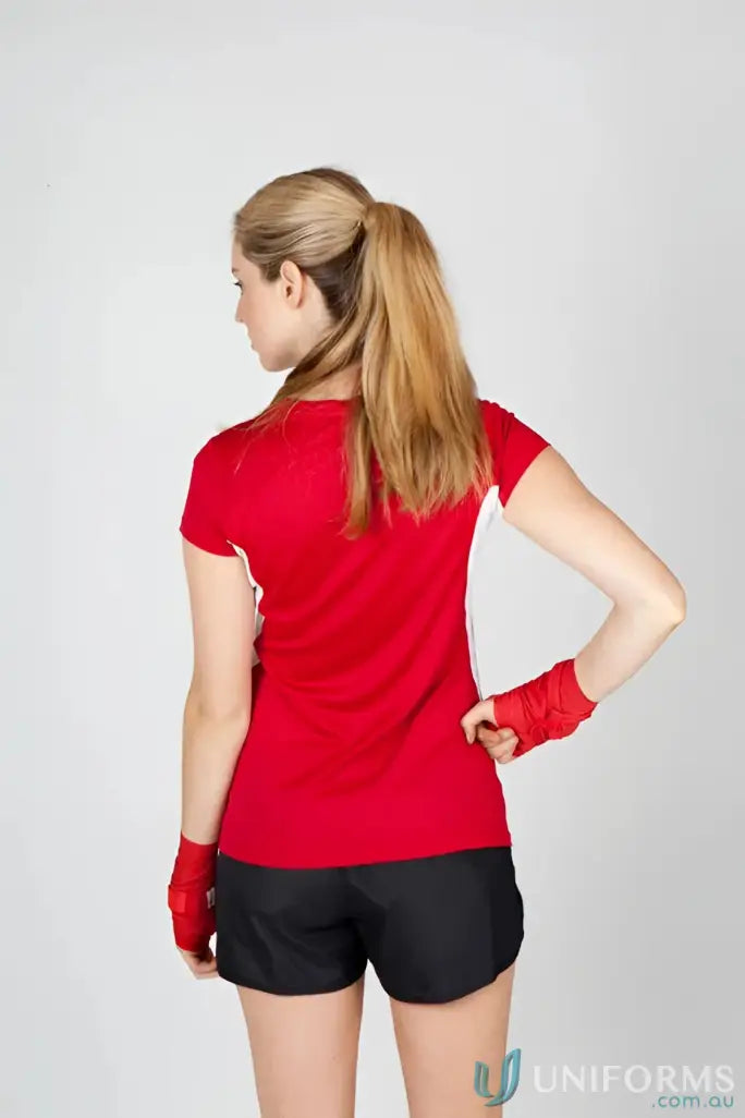 LADIES T-Shirts - Stylish and Comfortable Options for Work and Casual Wear T447LD Womenâ€™s Accelerator Cool-Dry T-Shirt -Large Sizes in Red