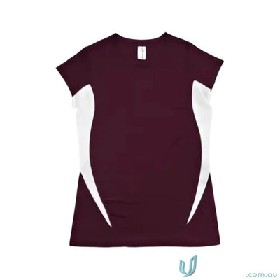 LADIES T-Shirts - Stylish and Comfortable Options for Work and Casual Wear T447LD Womenâ€™s Accelerator Cool-Dry T-Shirt in Maroon/White