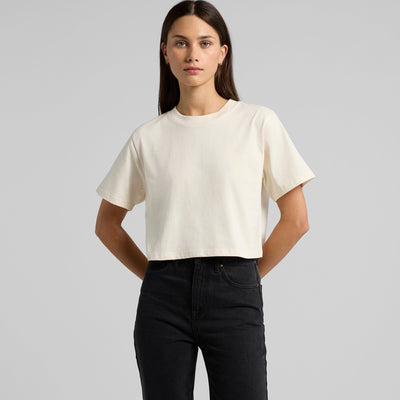 Women’s classic cropped tee in cream with short sleeves and relaxed fit perfect for casual workwear uniforms