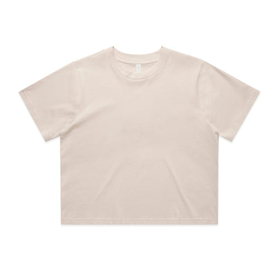 Women’s classic off-white cropped tee with short sleeves and crew neck perfect for casual work uniforms and workwear