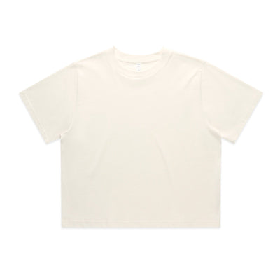Cream-colored minimalist cropped tee with crew neck and relaxed fit perfect for casual work uniforms or workwear uniforms