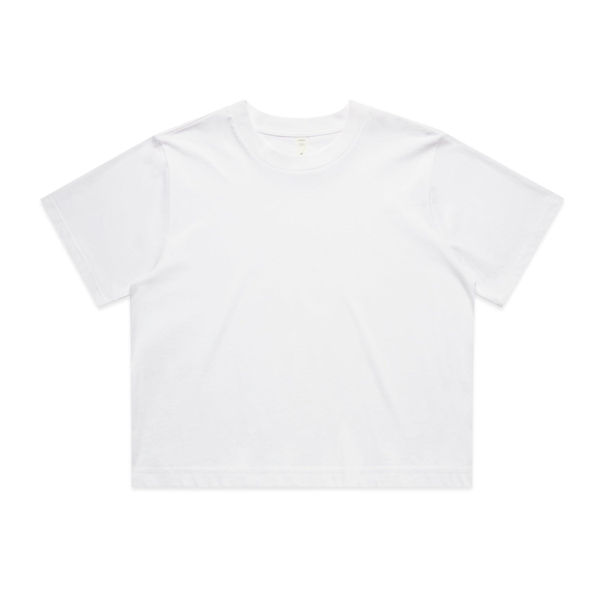 White cropped t-shirt with crew neck and short sleeves perfect for casual workwear or stylish work uniforms