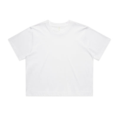White cropped t-shirt with crew neck and short sleeves perfect for casual workwear or stylish work uniforms